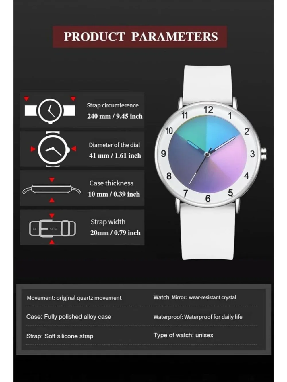 Unisex White Analog Quartz Creative Original Design Unique Casual Wrist Watch